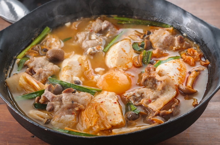 Olive dream pork sundubu jjigae made with Ibuki broth