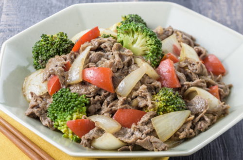 Chinese stir-fried olive beef and broccoli