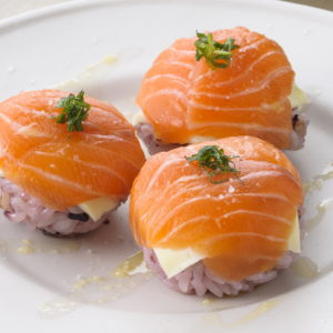 Sanuki Salmon and Cheese Temari Sushi