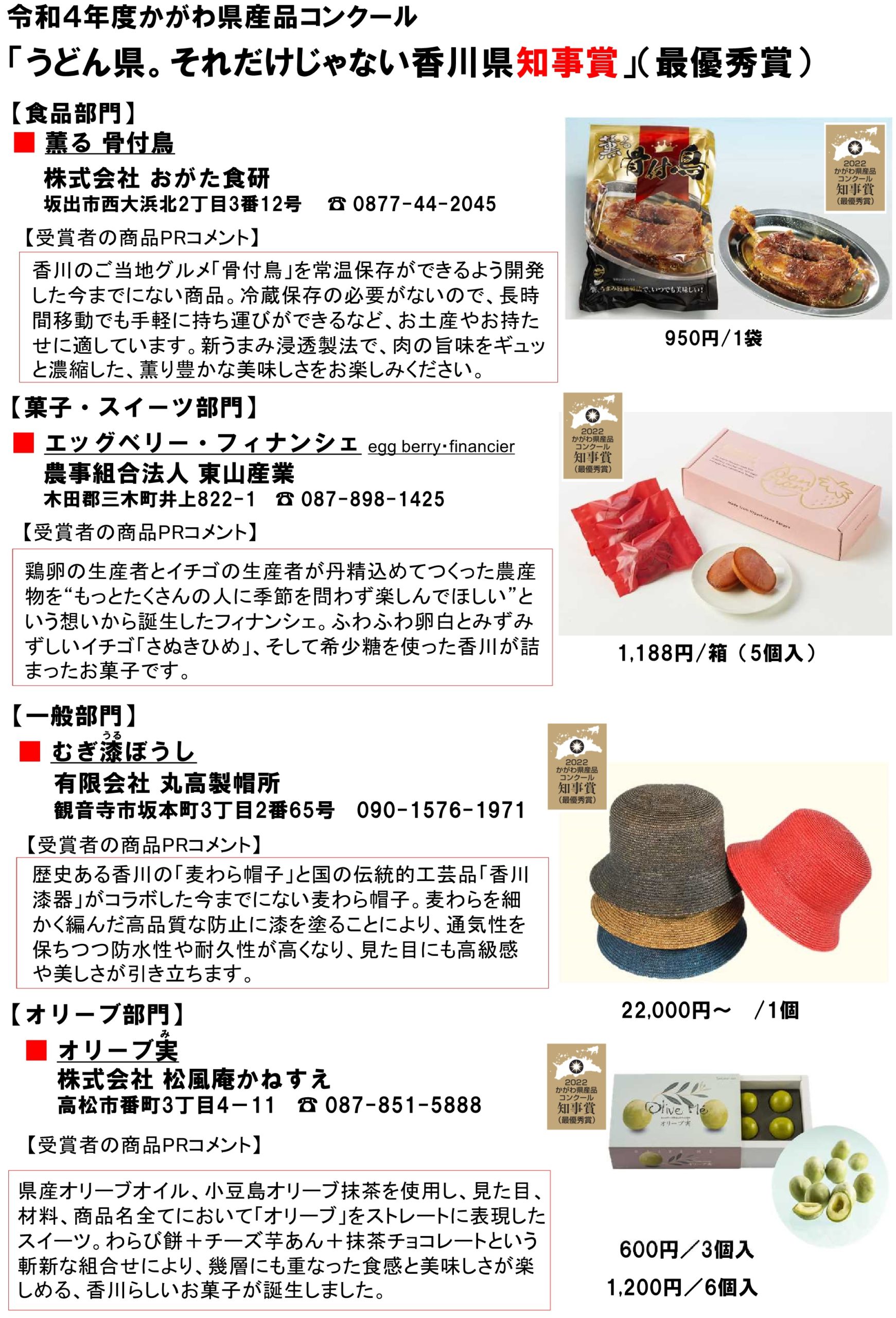 R4かがわ県産品コンクール受賞産品紹介1
